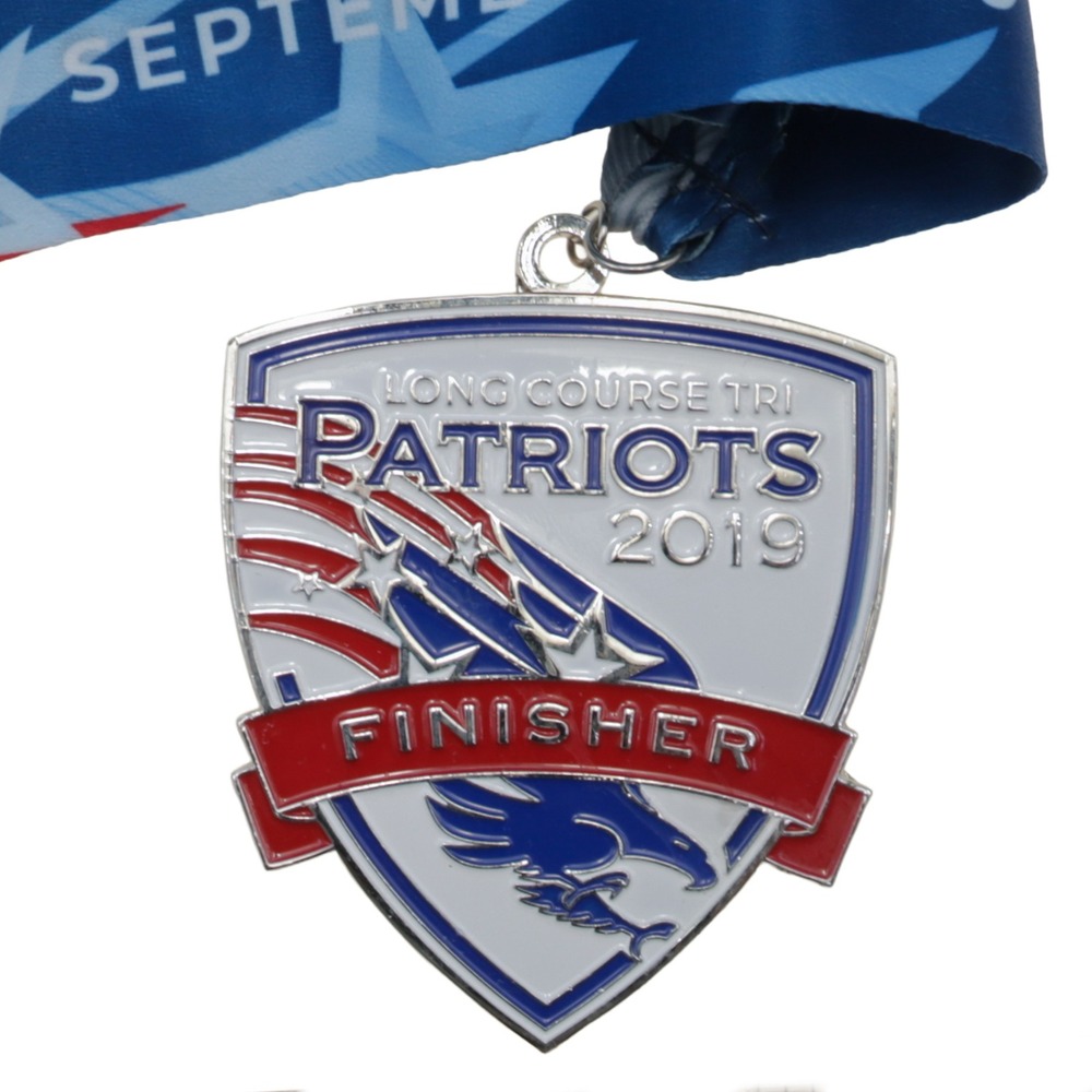 2019 Tri Patriots Shield Kinetic Multisports Race Medal OS Unisex Blue Excellent